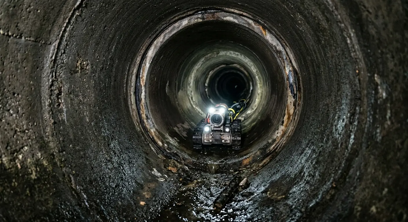 Robotic sewer camera inspecting pipe interior for Sewer Line Repair in Emporia
